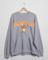 Volunteers Cartoon Mascot Puff Ink Gray Thrifted Sweatshirt