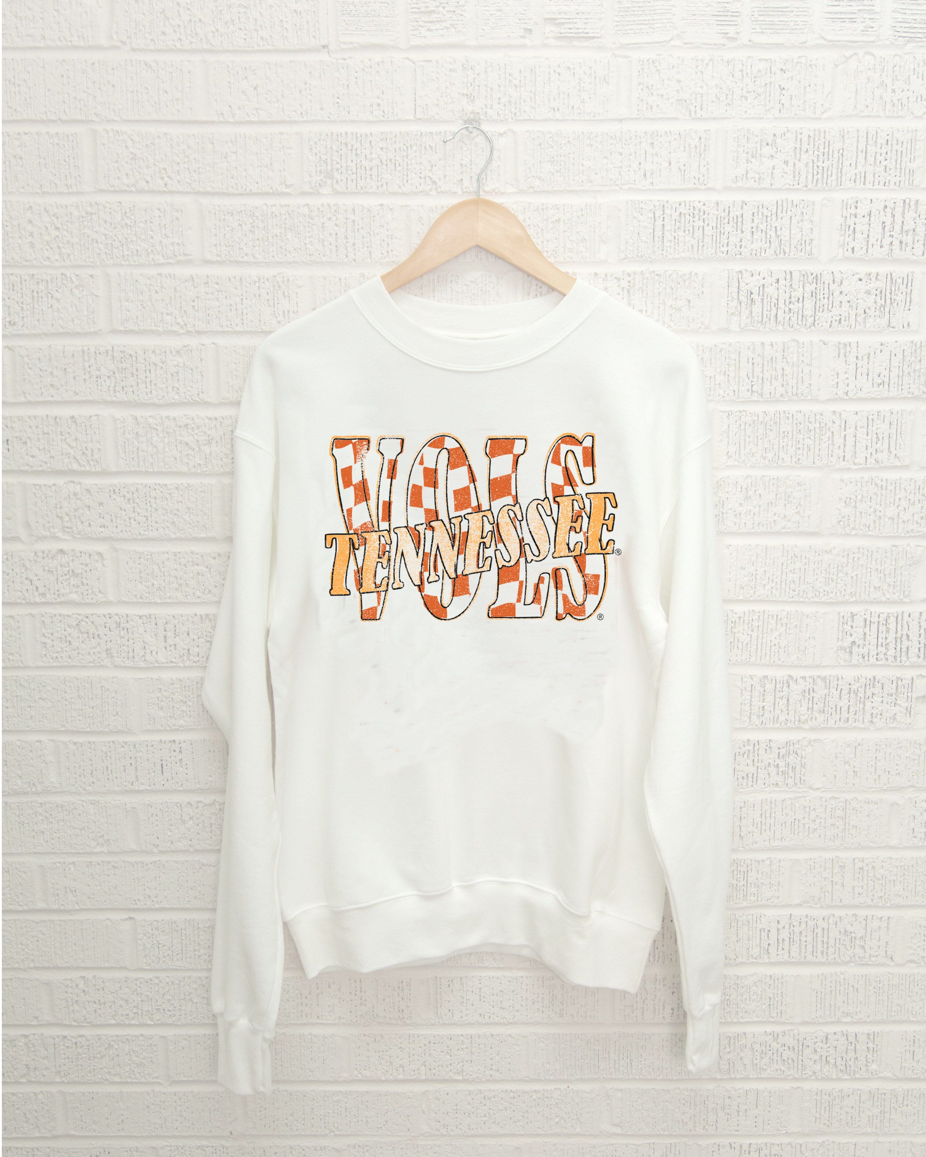Vols Twisted Check White Thrifted Sweatshirt
