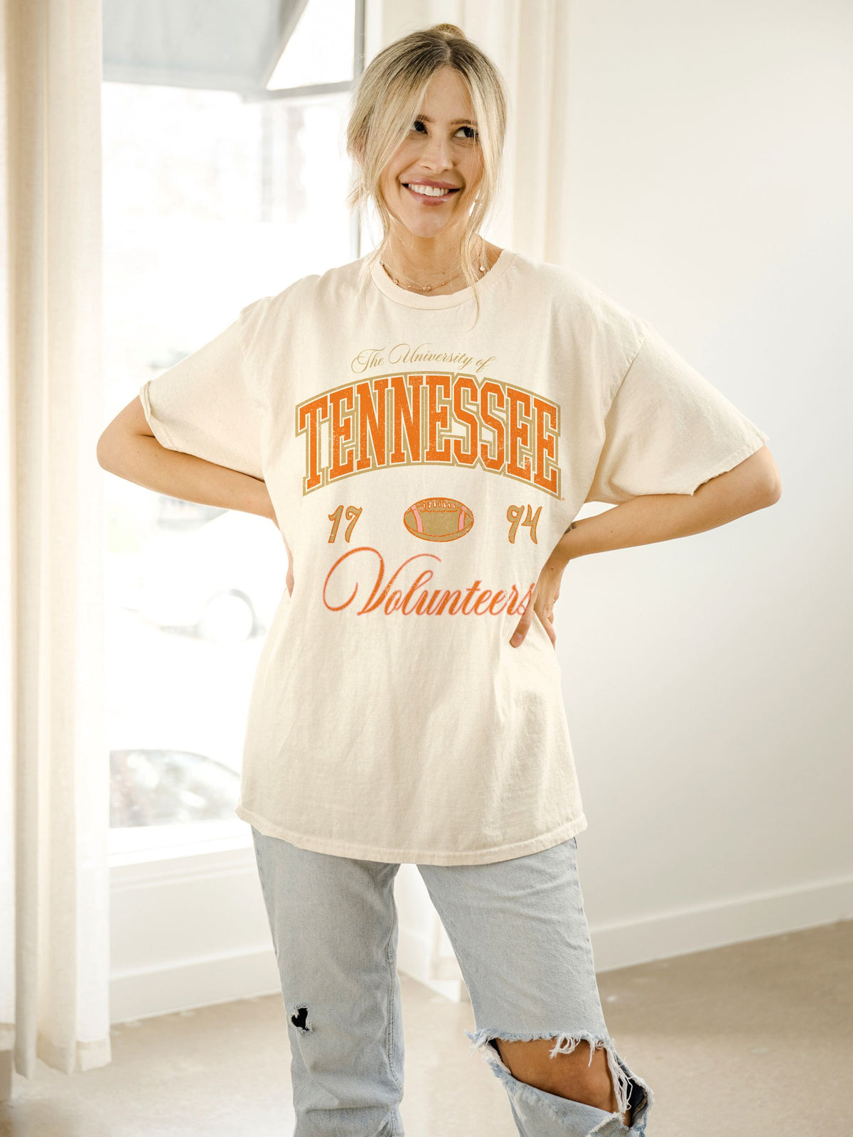 Tennessee Vols Wave Arch Off White Thrifted Tee