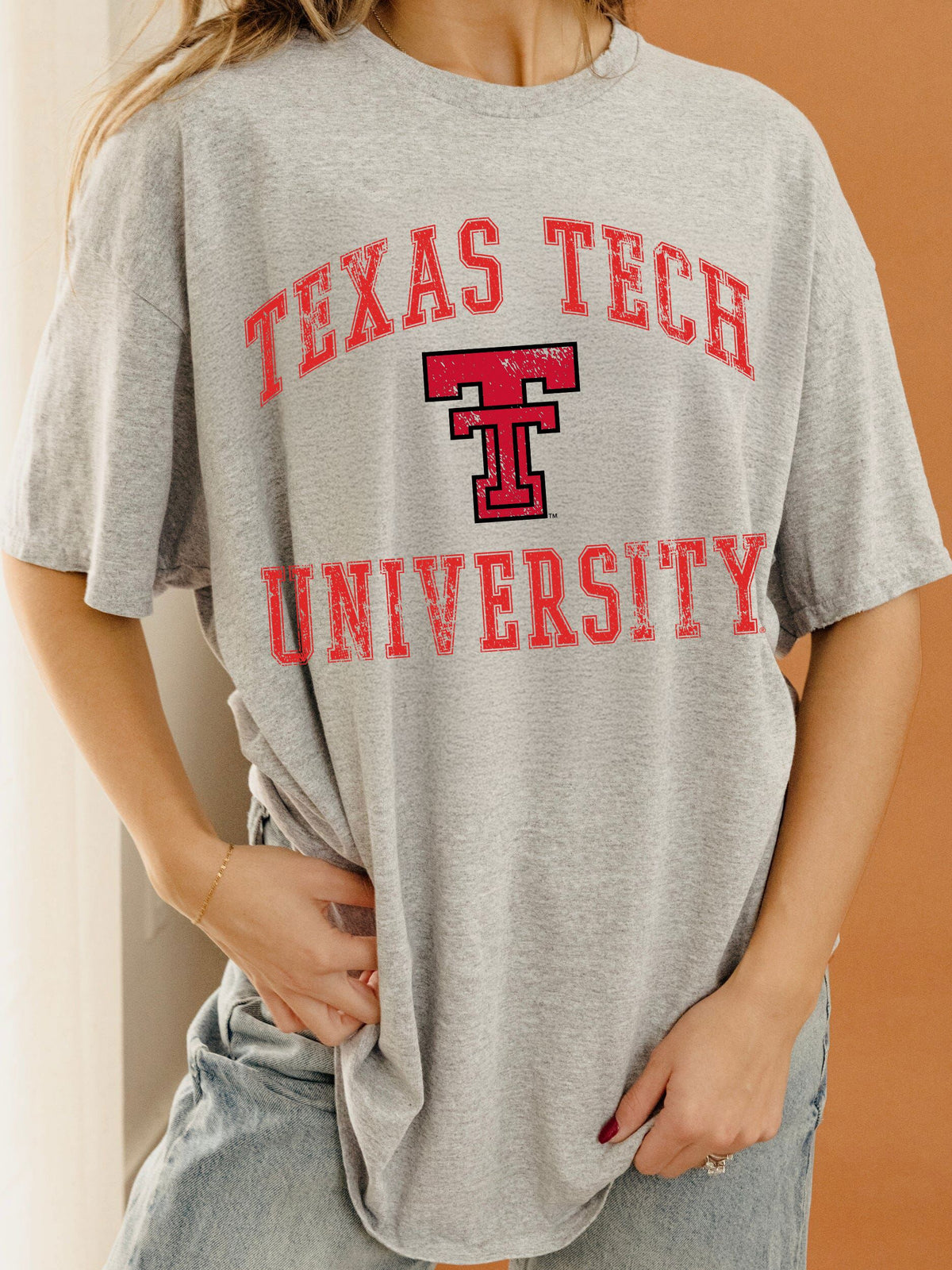 Texas Tech Vintage Sport Ash Gray Thrifted Tee