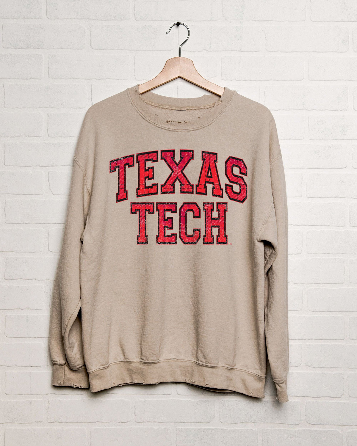 Texas Tech Tartan Sand Thrifted Sweatshirt
