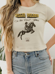 Willie Nelson Route 66 Off White Micro Cropped Tee
