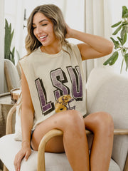 LSU Tigers Helmet Fade Off White Tank