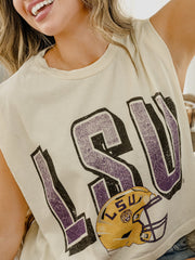 LSU Tigers Helmet Fade Off White Tank