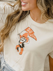 OSU Cowboys Mascot Flag Off White Cropped Tee