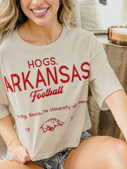 Arkansas Razorbacks Shot Off White Cropped Tee