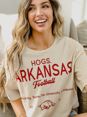 Arkansas Razorbacks Shot Off White Cropped Tee