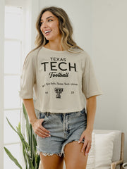 Texas Tech Shot Off White Cropped Tee