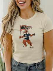 Auburn Tigers Mascot Flag Off White Micro Cropped Tee