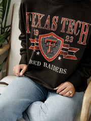 Texas Tech Pep Rally Black Oversized Crew Hi-Dive Sweatshirt