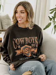 OSU Cowboys Pep Rally Black Oversized Crew Hi-Dive Sweatshirt