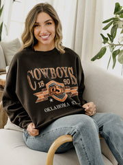 OSU Cowboys Pep Rally Black Oversized Crew Hi-Dive Sweatshirt