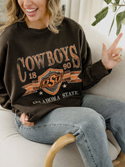 OSU Cowboys Pep Rally Black Oversized Crew Hi-Dive Sweatshirt