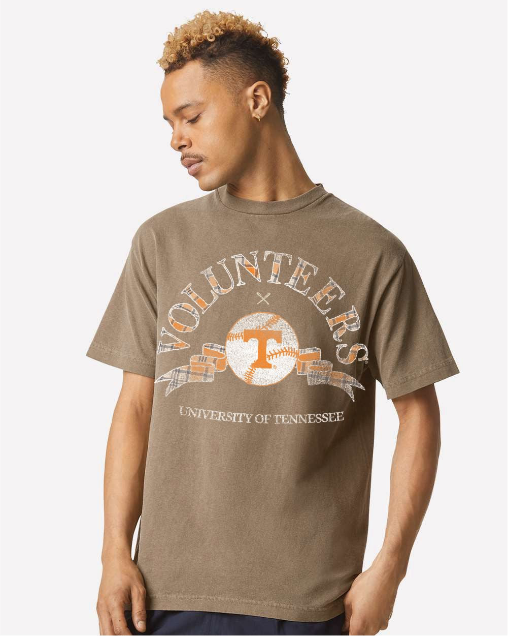 Tennessee Vols Heritage Plaid Baseball Brown CC Tee