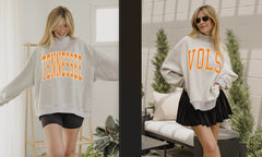 Tennessee Vols Double Tall Boy Gray Mock Neck Reversible Sweatshirt