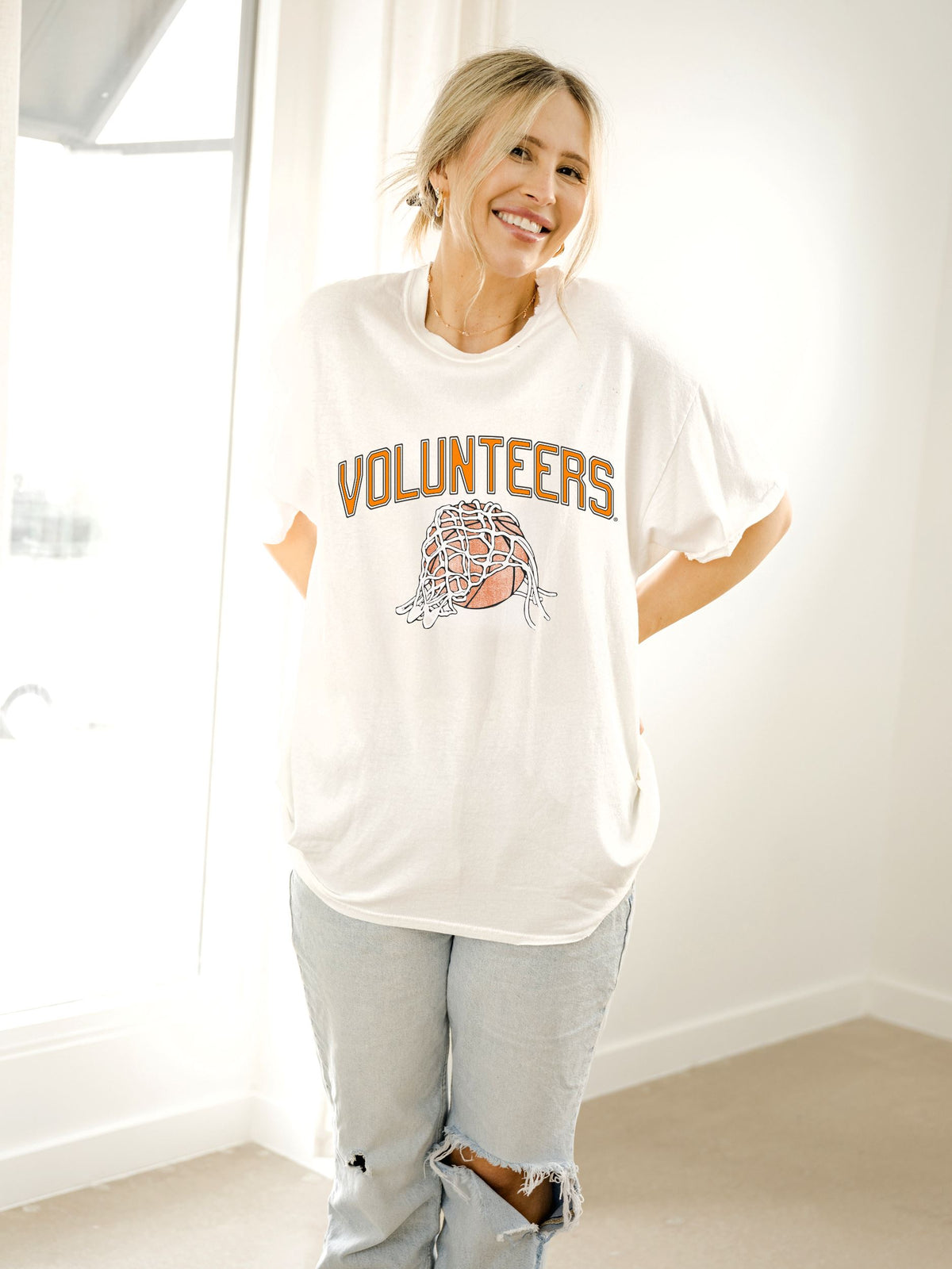 Vols Basketball Fling Puff Ink Off White Thrifted Tee