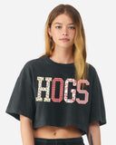 Hogs Quilted Puff Ink Washed Black Heavyweight Cropped Tee
