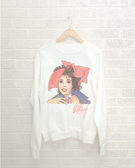 Whitney Houston 80s White Thrifted Sweatshirt