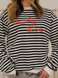 Arkansas Razorbacks Simple Script Black/White Stripe Hi Dive Sweatshirt