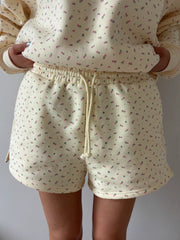 Blank Toasted Cream Roses Shorts