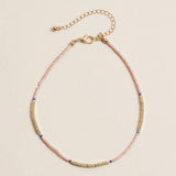Colorful Seed Bead Anklet with Gold Accents