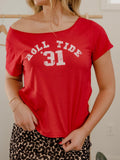 Alabama Crimson Tide College Arch Red Off Shoulder Tee