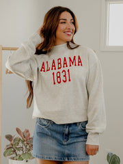 Alabama Crimson Tide College Block Puff Ink Gray Mock Neck Hi-Dive Sweatshirt