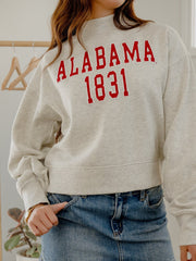 Alabama Crimson Tide College Block Puff Ink Gray Mock Neck Hi-Dive Sweatshirt