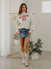 Alabama Crimson Tide College Block Puff Ink Gray Mock Neck Hi-Dive Sweatshirt