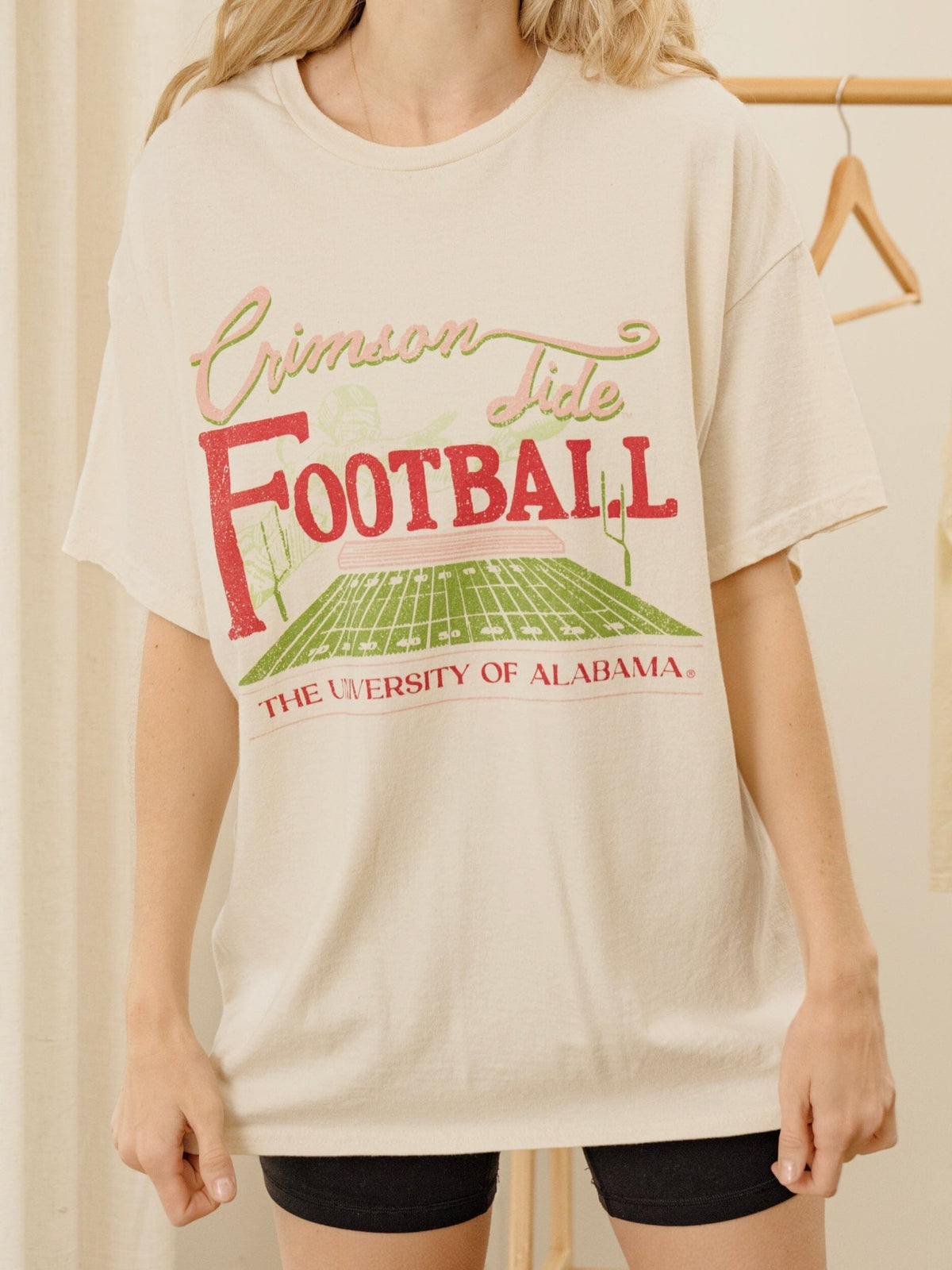 Alabama Crimson Tide Football Field Off White Thrifted Tee