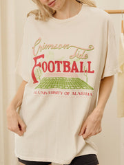 Alabama Crimson Tide Football Field Off White Thrifted Tee