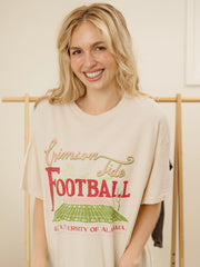 Alabama Crimson Tide Football Field Off White Thrifted Tee