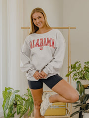 Alabama Crimson Tide Gingham Heart Ash Gray Flashdance Sweatshirt