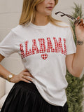 Alabama Crimson Tide Gingham Heart White Tee