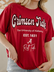 Alabama Crimson Tide Letterman Crimson Thrifted Tee