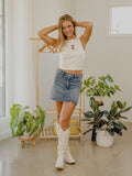 Alabama Crimson Tide Mascot Flag Off White Micro Cropped Tank