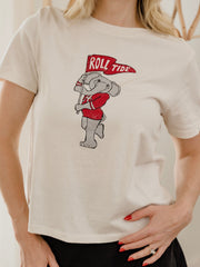 Alabama Crimson Tide Mascot Flag Vintage White Ellie Perfect Tee