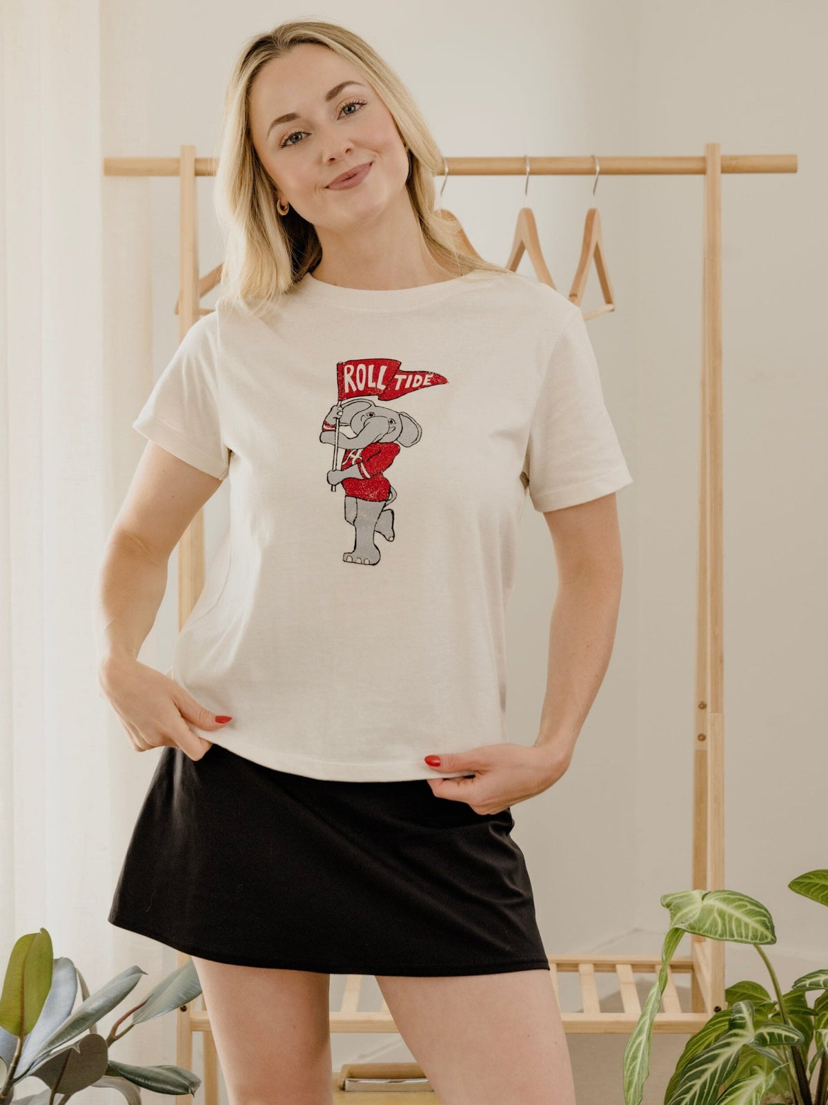 Alabama Crimson Tide Mascot Flag Vintage White Ellie Perfect Tee