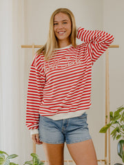 Alabama Crimson Tide Simple Script Red/White Stripe Hi Dive Sweatshirt