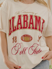 Alabama Crimson Tide Wave Arch Off White Thrifted Tee