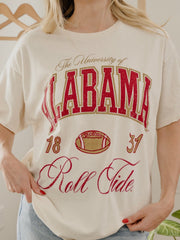 Alabama Crimson Tide Wave Arch Off White Thrifted Tee