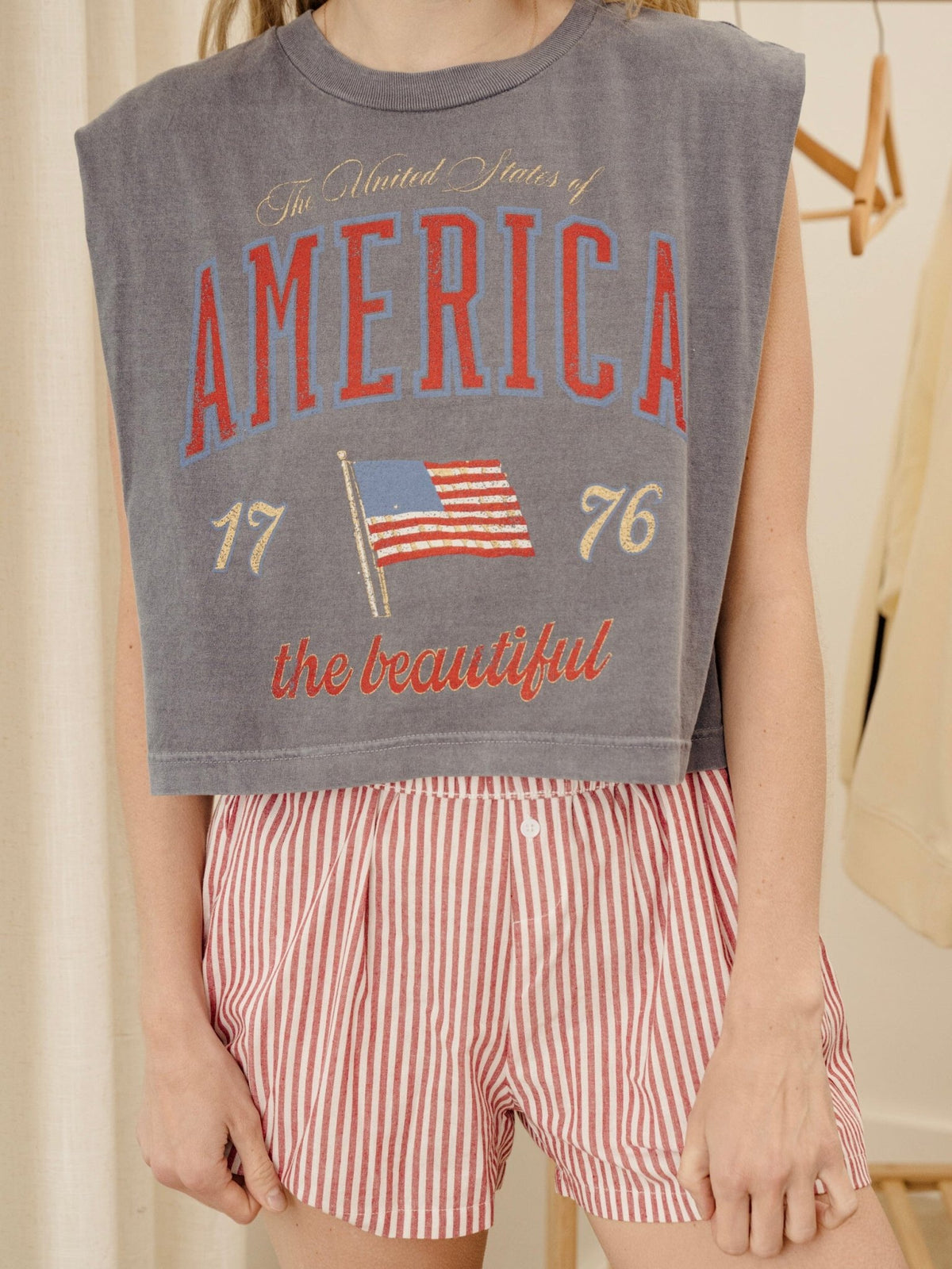 America Wave Arch Blue Tank