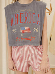 America Wave Arch Blue Tank