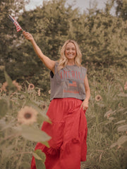 America Wave Arch Blue Tank