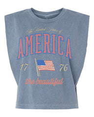 America Wave Arch Blue Tank