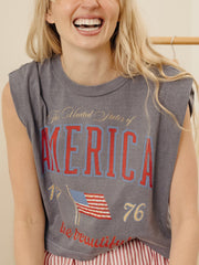 America Wave Arch Blue Tank