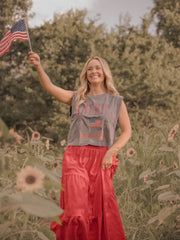 America Wave Arch Blue Tank