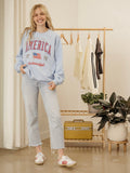America Wave Arch Light Blue Thrifted Sweatshirt