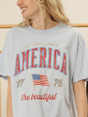 America Wave Arch Light Blue Thrifted Tee