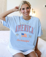 America Wave Arch Light Blue Thrifted Tee